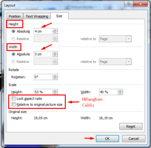 mengatur ukuran foto 3x4 di microsoft word