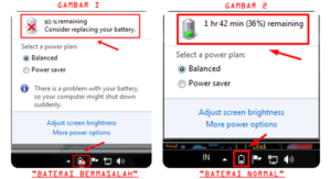 Mengatasi Tanda Silang Berkedip di Baterai Laptop
