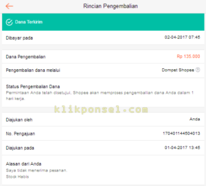 pengembalian dana shopee